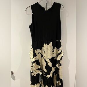 Women Casual Sleeveless Dress Spring Crewneck Floral Ruffle Cocktail Midi Dress